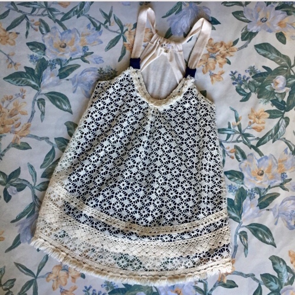 Soft Tank Top with Crochet and Fringe Detail